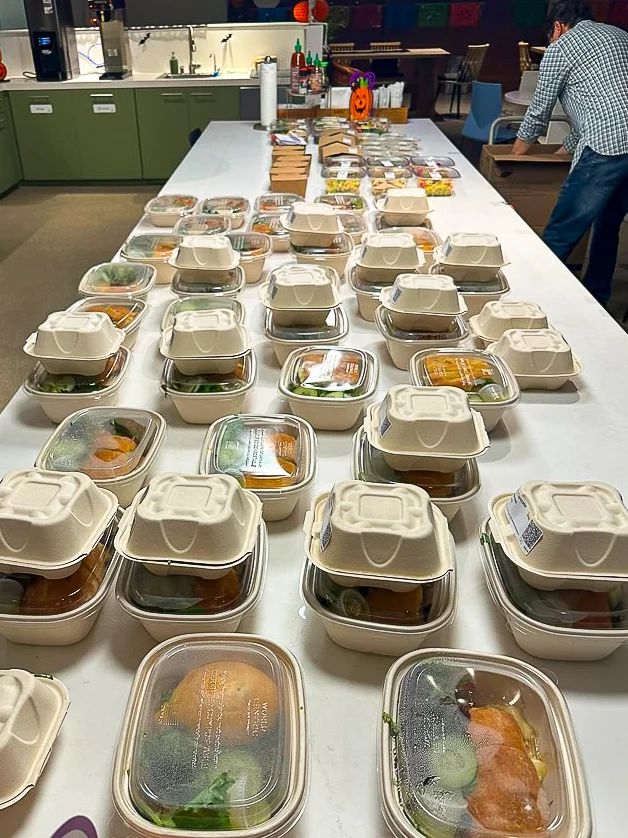 Fresh catering dishes arranged on a table